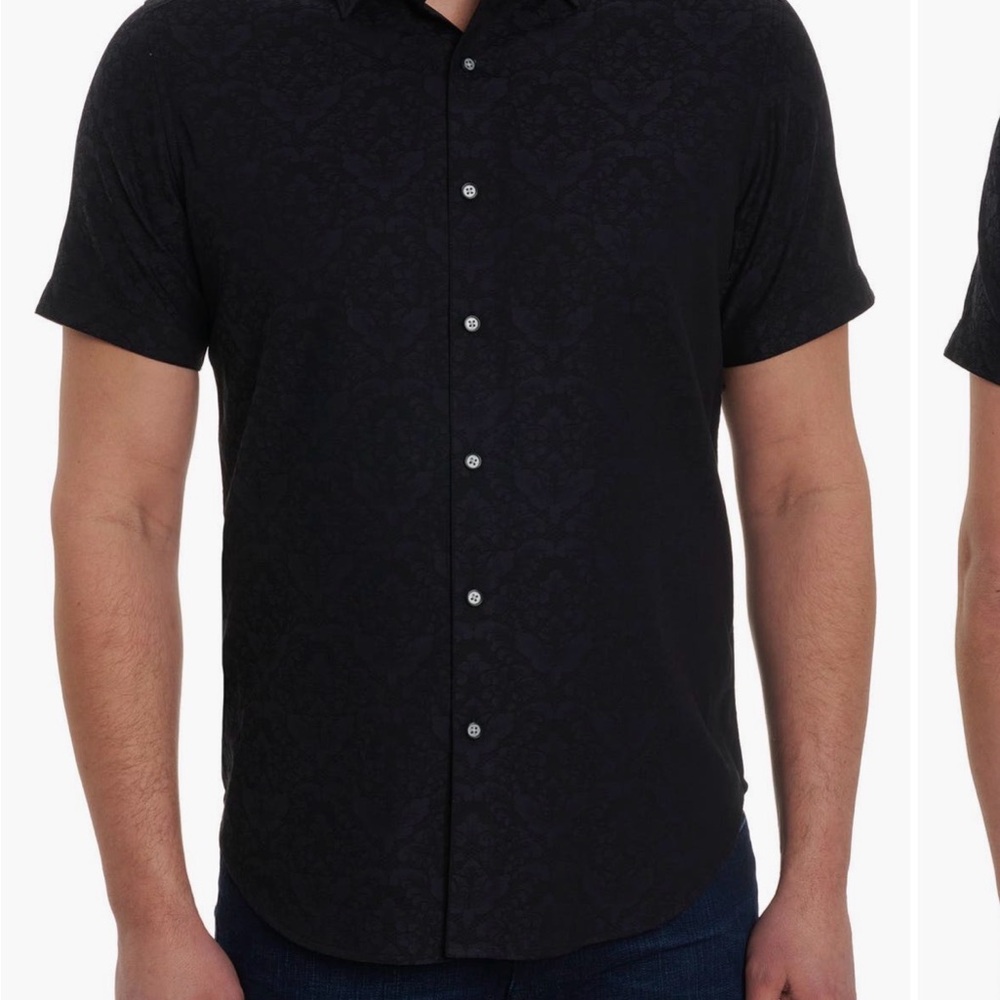 NWT Robert Graham Bayview Black Short-Sleeve Button-Down Shirt XL retail $178